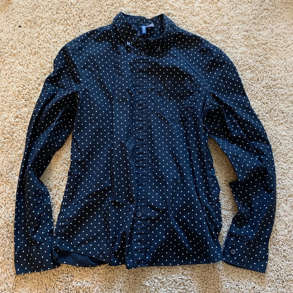 Polka dot button down